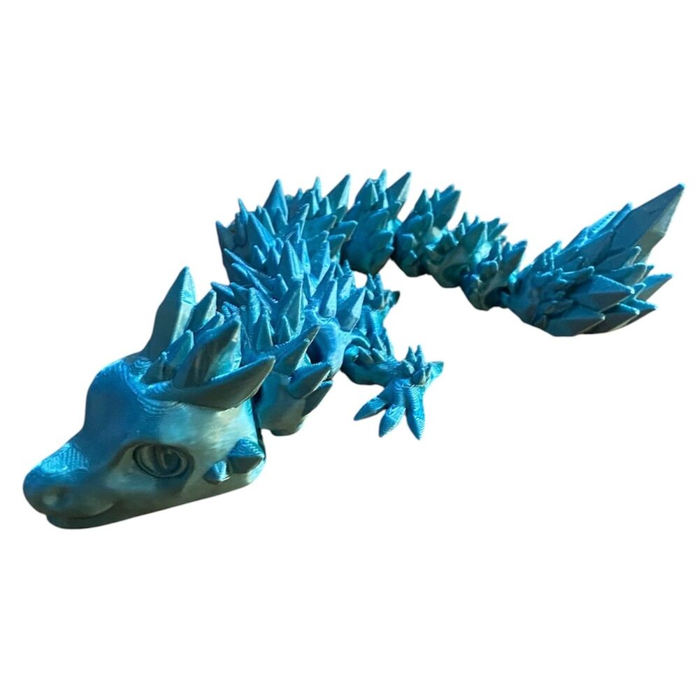 3D Printed - 8" Baby Crystal Dragon - Blue / Green - #3408-54